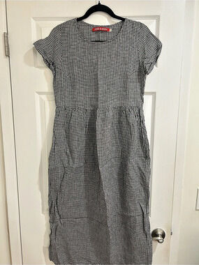 PYNE & SMITH Gingham Dress in Black & White - Size XS